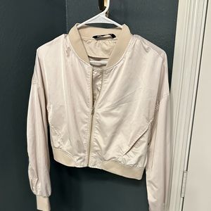 Zara Cropped Bomber Jacket - cream size S
